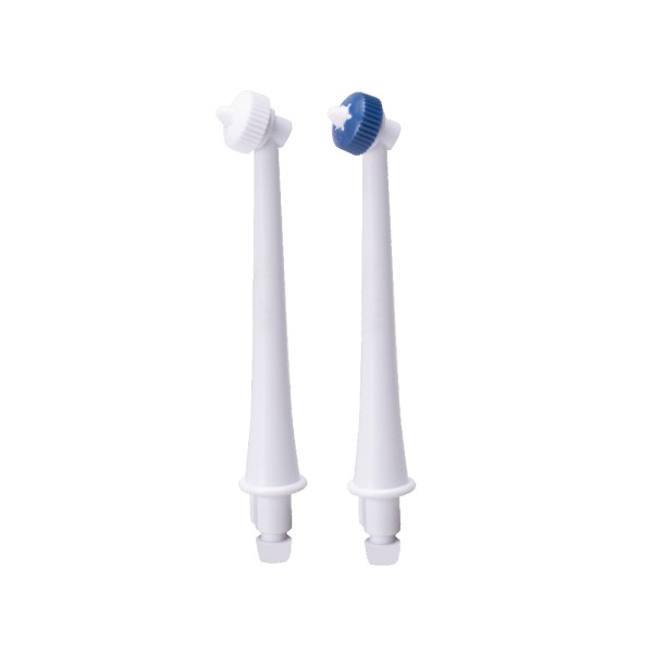 2 plug-on nozzles (1x dark blue & 1x white)