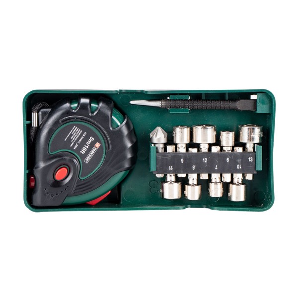 Tape measure(18), Socket wrench set(20), Countersink(20a), Centre punch(19)